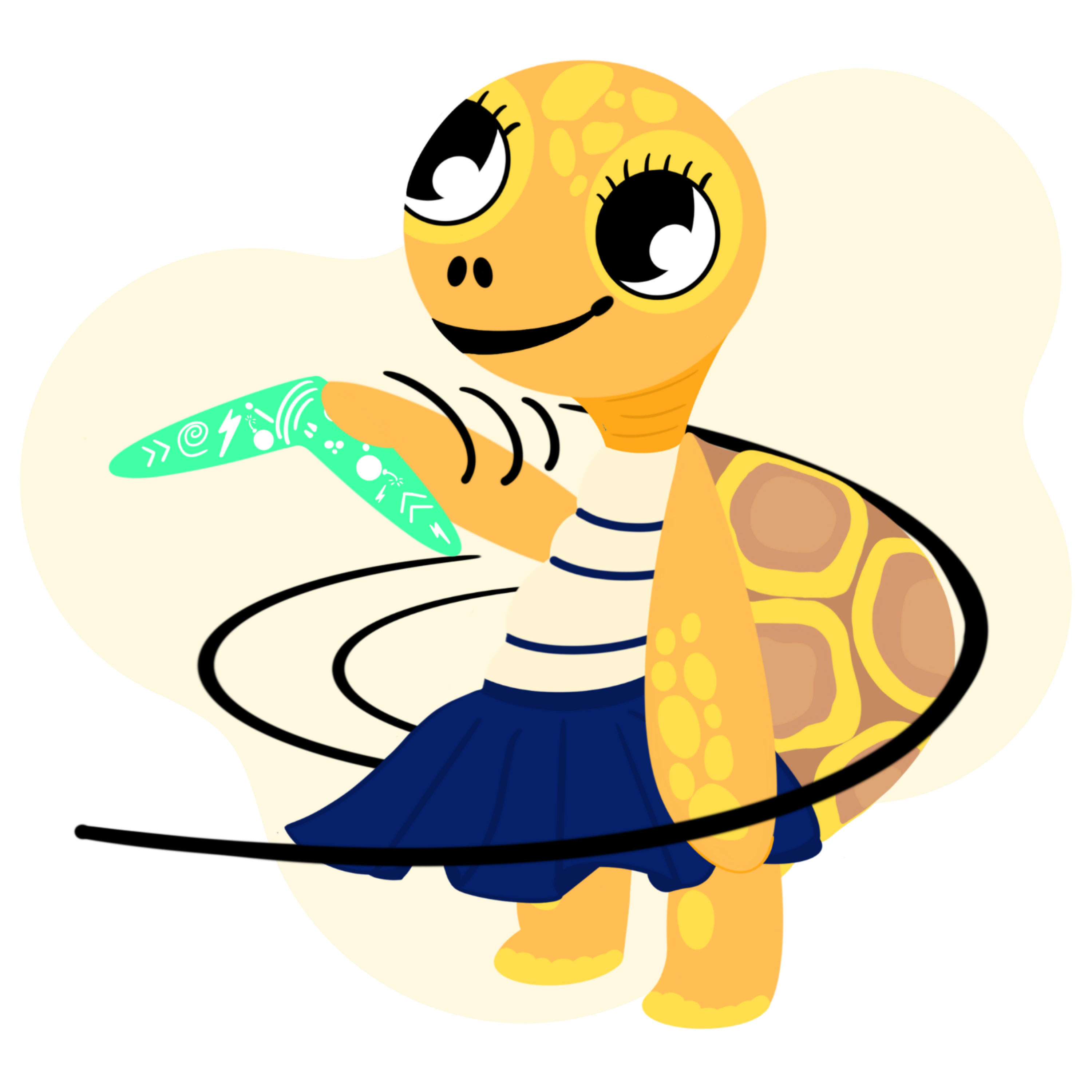 Aliénor – personnage de l'univers Arthur la Tortue, tortue jaune déterminée représentant l'axe 2 EVAR : consentement, refus et relations avec les autres, maternelle