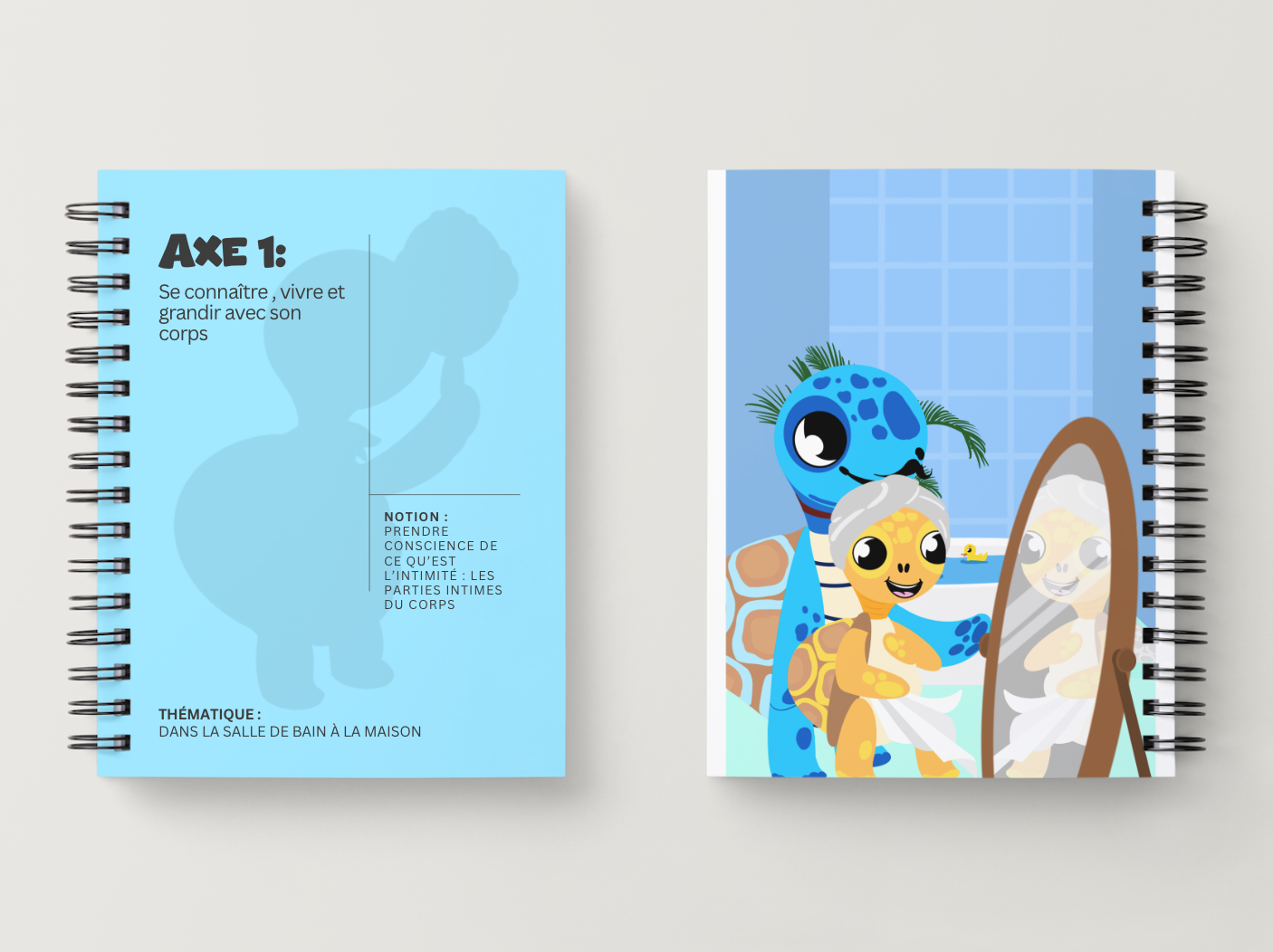 Illustration kit Arthur la Tortue – Dans la salle de bain à la maison : comprendre les parties intimes du corps, séance EVAR / EVARS maternelle