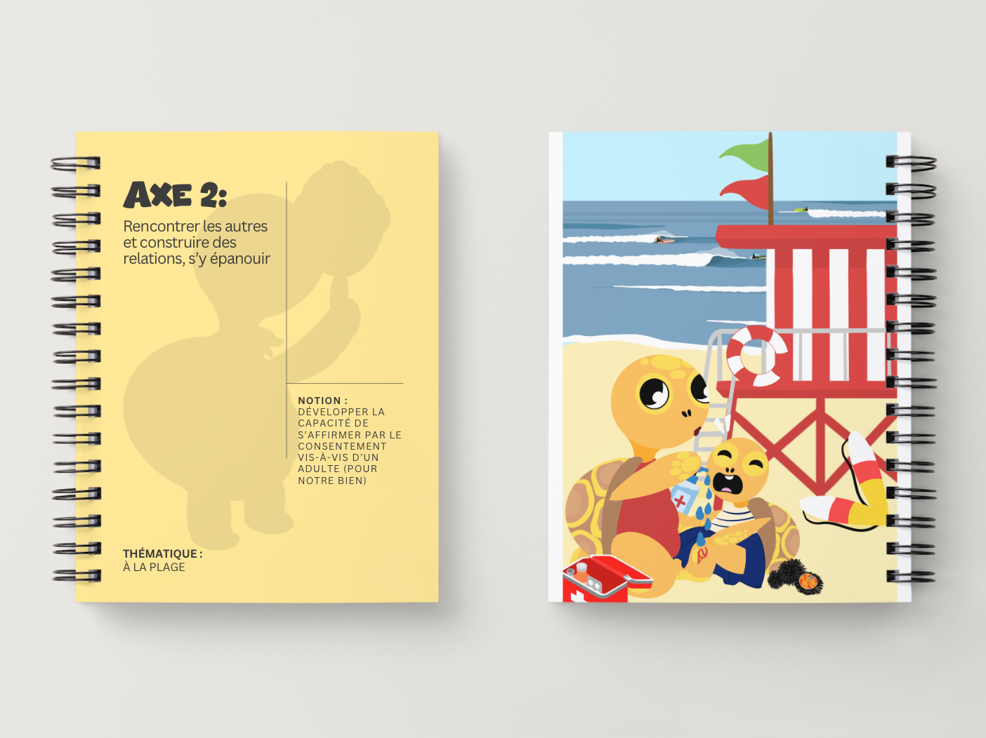 Illustration kit Arthur la Tortue – À la plage : apprendre le consentement et s'affirmer face à un adulte, séance EVAR / EVARS maternelle
