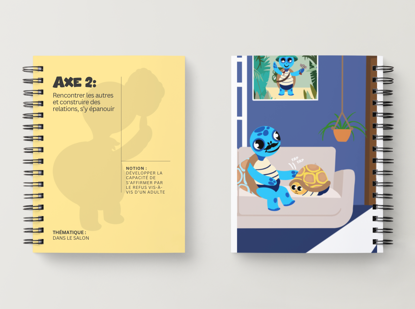 Illustration kit Arthur la Tortue – Dans le salon la nuit : apprendre à exprimer un refus face à un adulte, kit pédagogique EVAR / EVARS maternelle