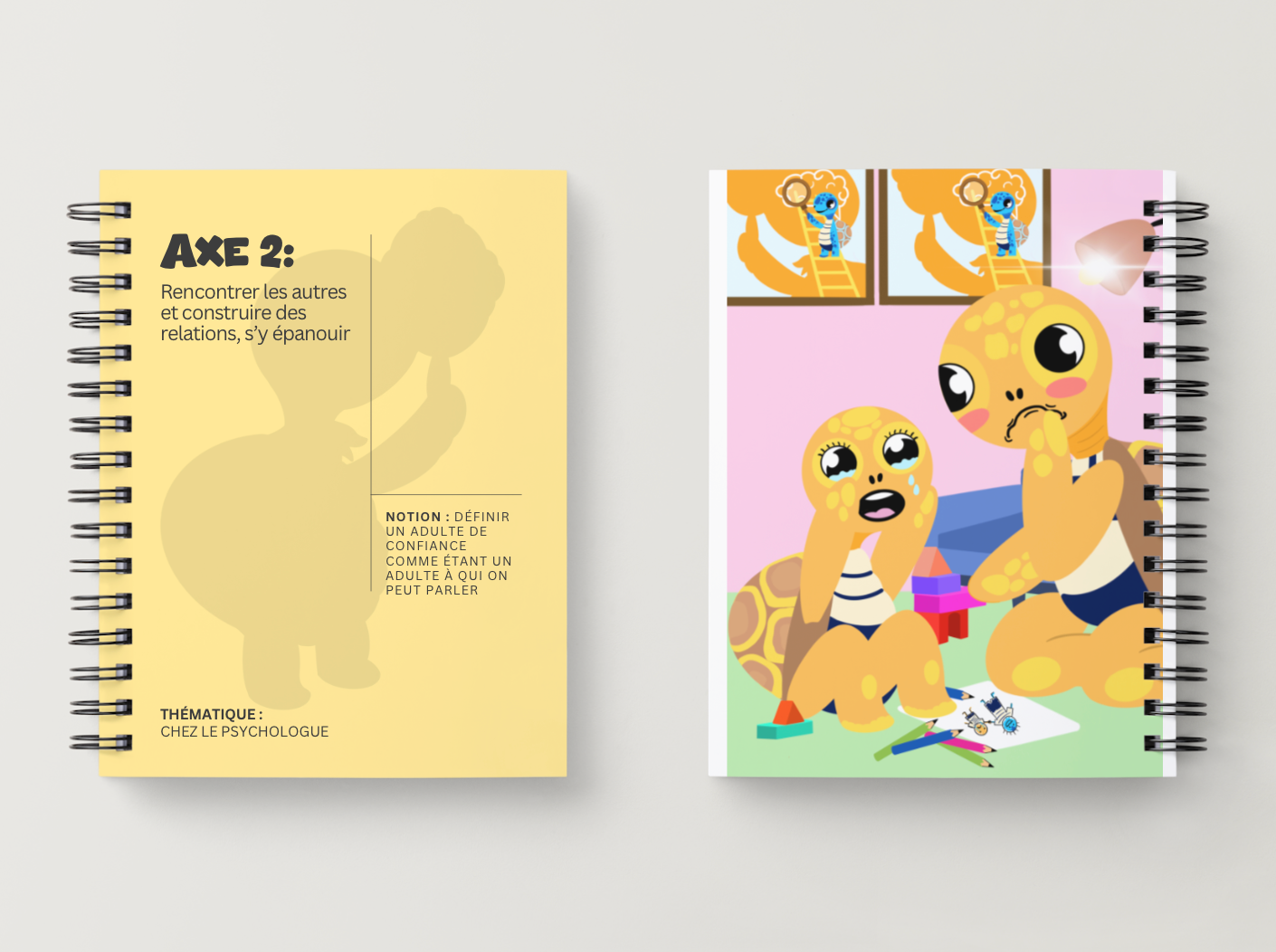 Illustration kit Arthur la Tortue – Chez le psychologue : identifier un adulte de confiance à qui parler, kit pédagogique EVAR / EVARS maternelle