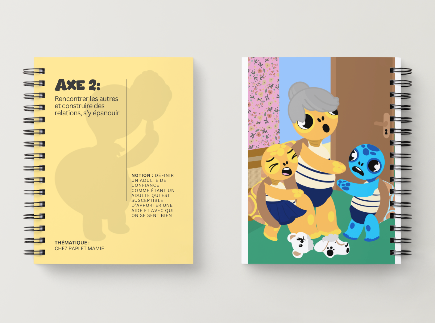 Illustration kit Arthur la Tortue – Chez papi et mamie : reconnaître un adulte de confiance bienveillant, séance EVAR / EVARS maternelle