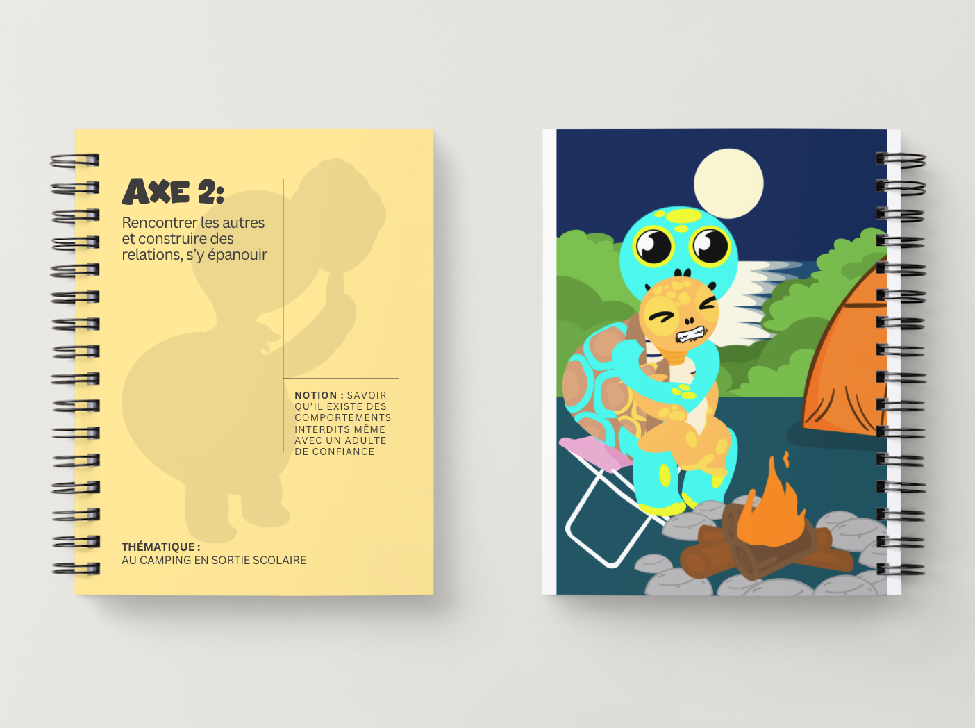 Illustration kit Arthur la Tortue – Au camping : comprendre qu'il existe des comportements interdits même avec un adulte de confiance, EVAR / EVARS maternelle
