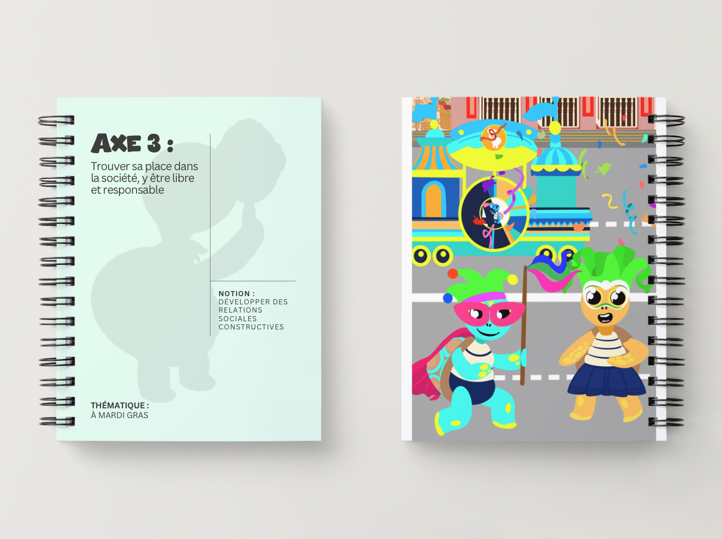 Illustration kit Arthur la Tortue – À Mardi Gras : développer des relations sociales constructives et inclusives, séance EVAR / EVARS maternelle