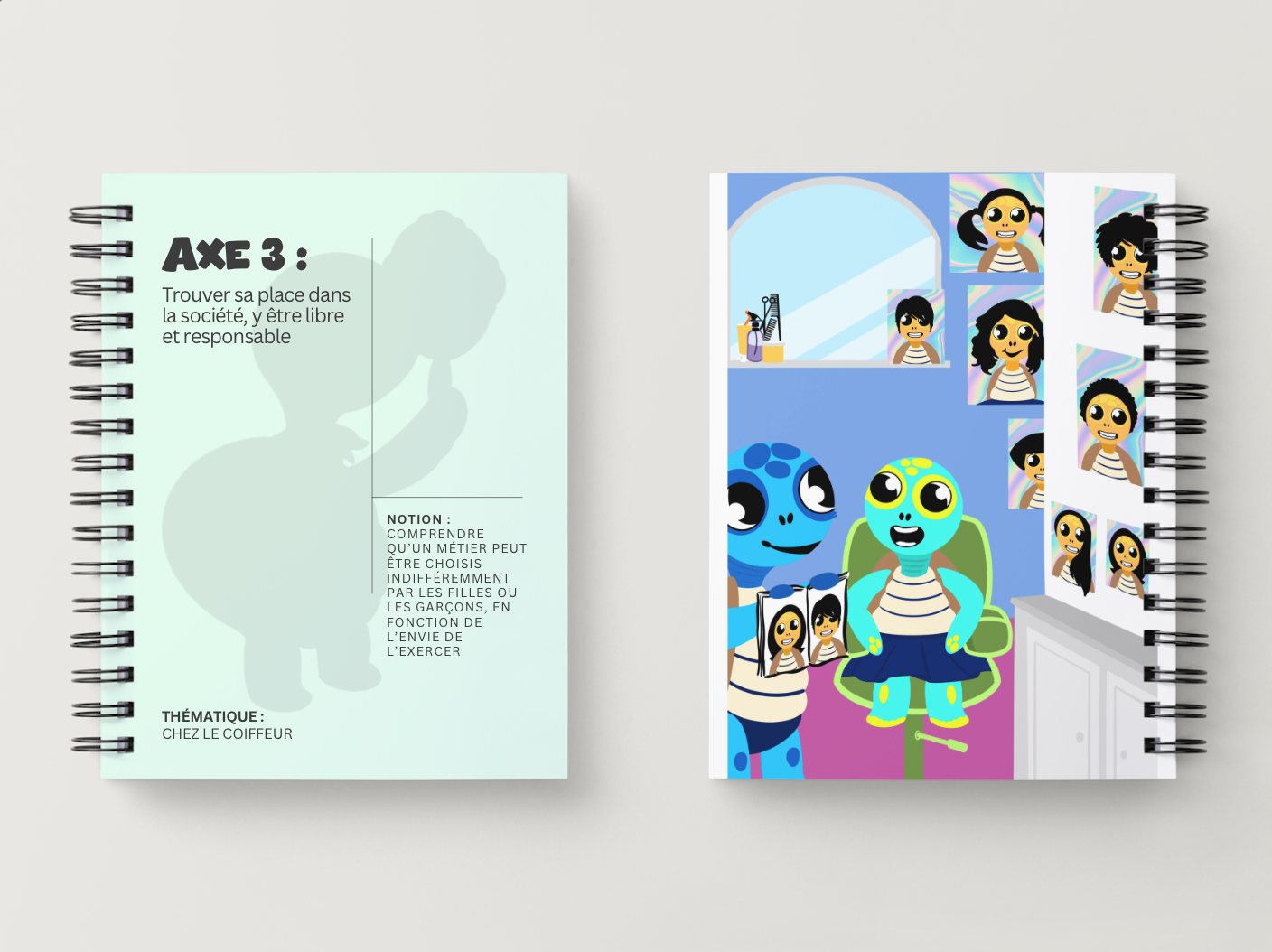 Illustration kit Arthur la Tortue – Chez le coiffeur : égalité filles garçons dans le choix d'un métier, séance EVAR / EVARS maternelle