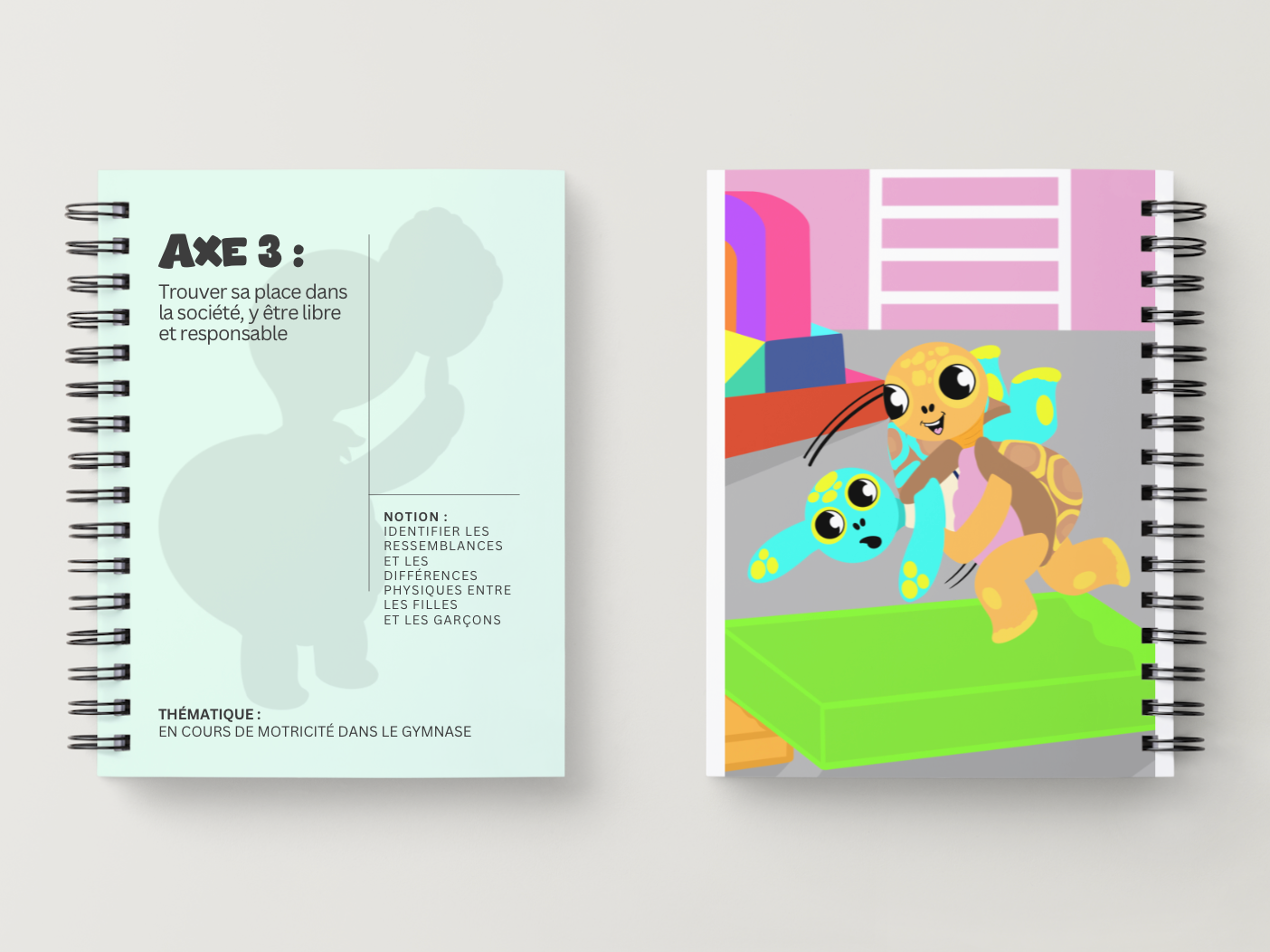 Illustration kit Arthur la Tortue – En cours de motricité dans le gymnase : identifier les ressemblances et différences physiques entre filles et garçons, EVAR / EVARS maternelle