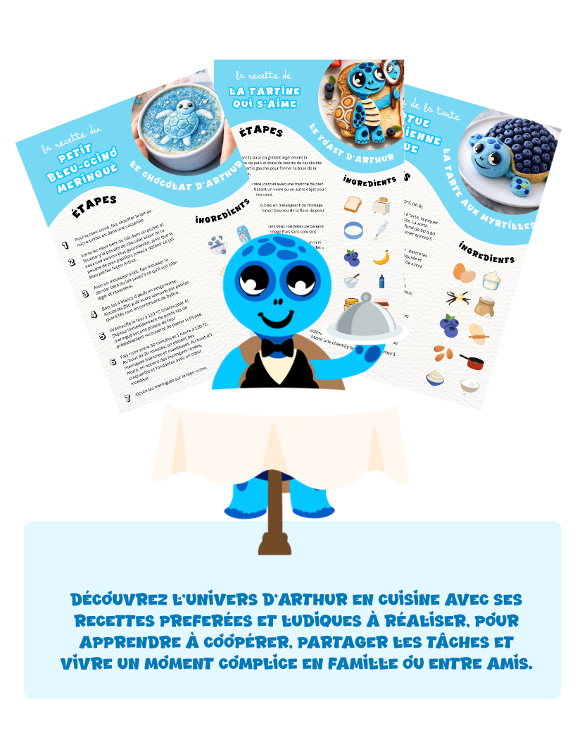 Recette illustrée avec Arthur la Tortue – activité culinaire pédagogique pour apprendre la coopération et le partage en maternelle